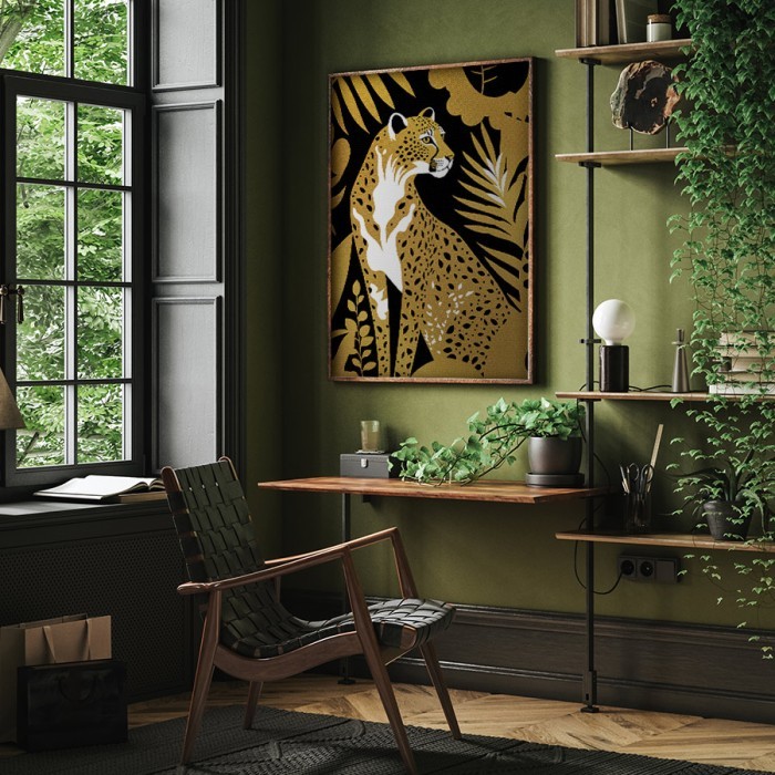 Πίνακας σε καμβά με κορνίζα – Golden Leopard