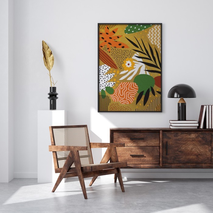 Πίνακας σε καμβά με κορνίζα – Tropical Leaves