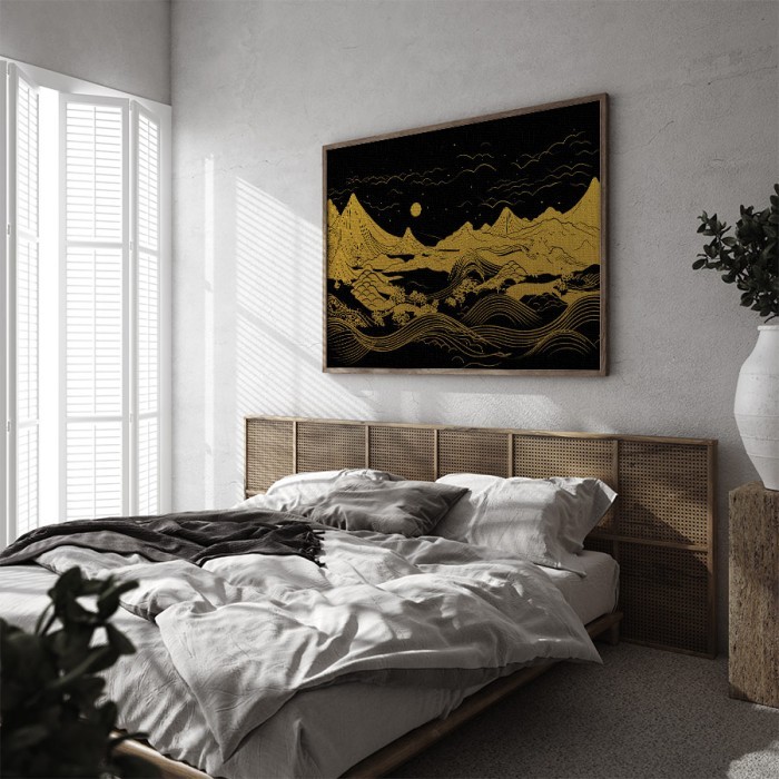 Πίνακας σε καμβά με κορνίζα – Golden Landscape
