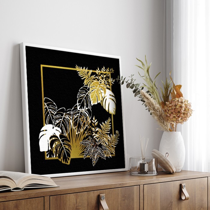 Πίνακας σε καμβά με κορνίζα – Τροπικά Φύλλα