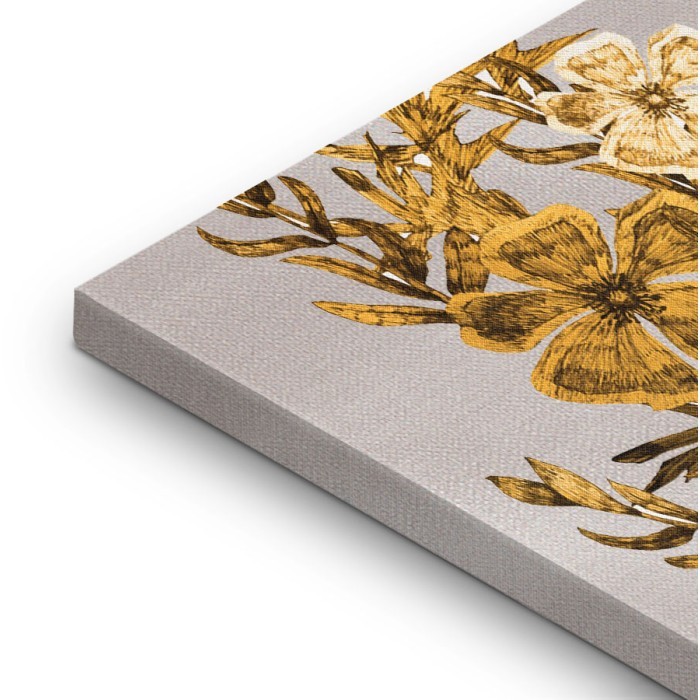 Έτοιμοι πίνακες με τελάρο και κορνίζα – Χρυσά Τροπικά Λουλούδια