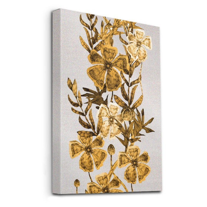 Πίνακας σε καμβά με τελάρο – Χρυσά Τροπικά Λουλούδια