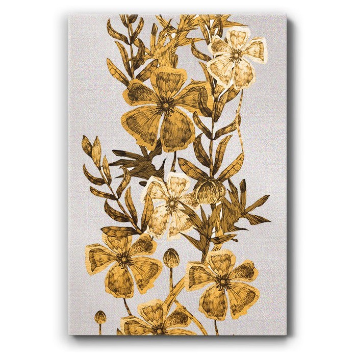 Πίνακας σε καμβά - Χρυσά Τροπικά Λουλούδια