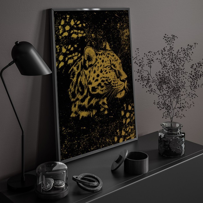 Πίνακας σε καμβά με κορνίζα – Leopard Portrait