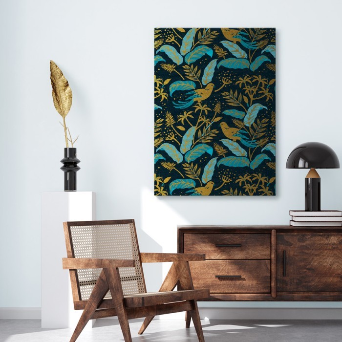 Πίνακας σε καμβά για το δωμάτιο – Blue Golden Tropical Parrots
