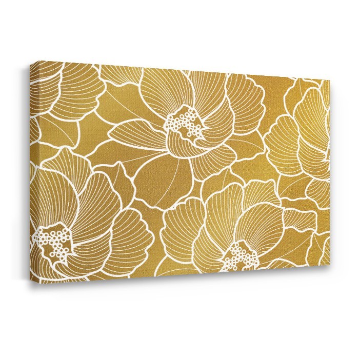 Πίνακας σε καμβά με τελάρο – Gold Floral Pattern