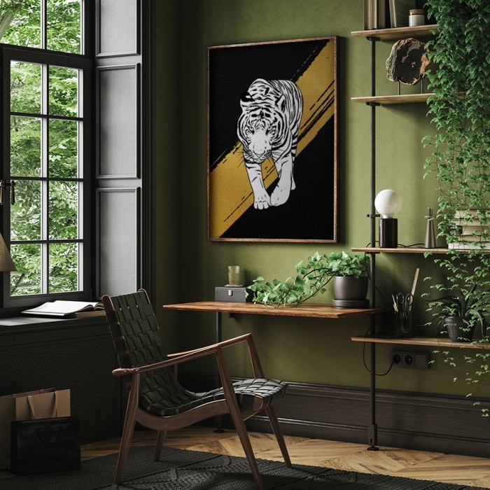 Πίνακας σε καμβά με κορνίζα – White Tiger