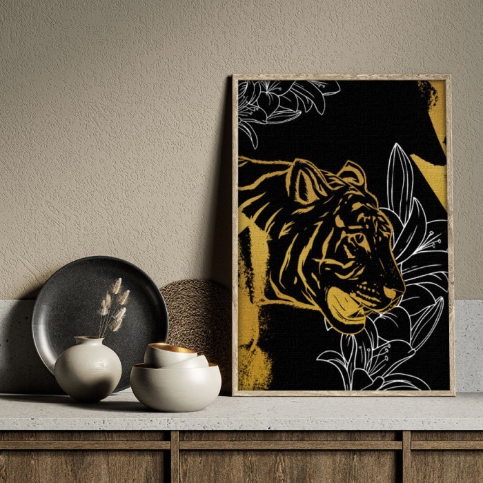 Πίνακας σε καμβά με κορνίζα – Tiger Head