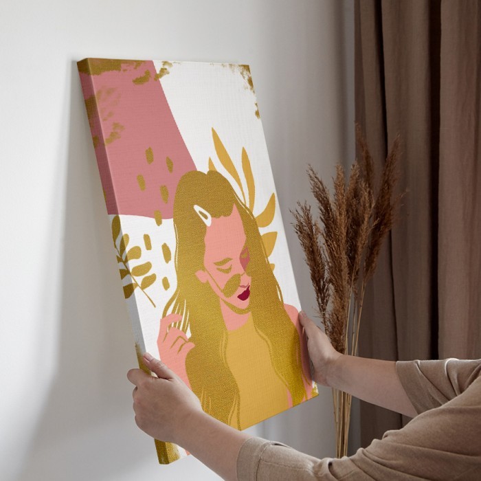 Πίνακας σε καμβά διακόσμηση τοίχου – Gold Retro Girl