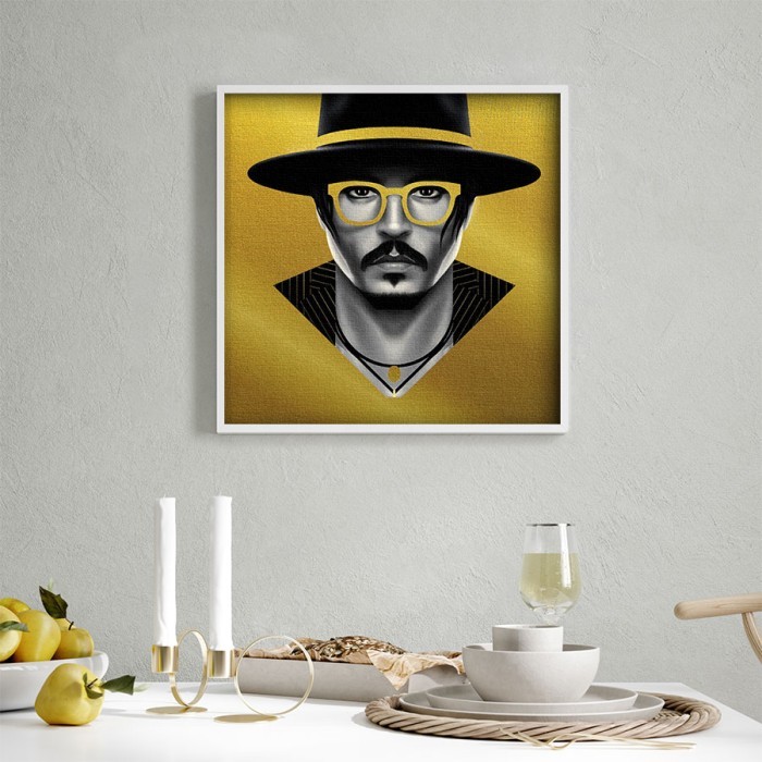 Πίνακας σε καμβά με κορνίζα – Johnny Depp Illustration