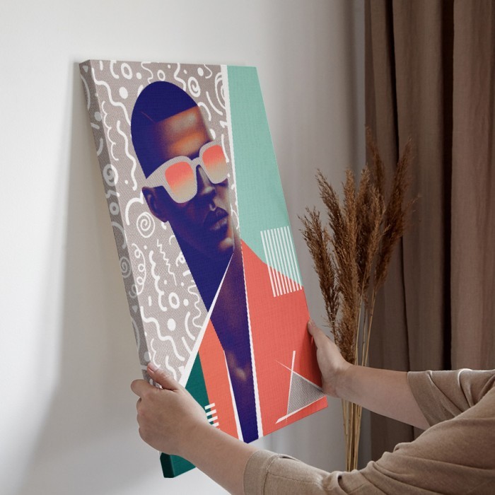 Πίνακας σε καμβά διακόσμηση τοίχου – Black Man Illustration with Glasses