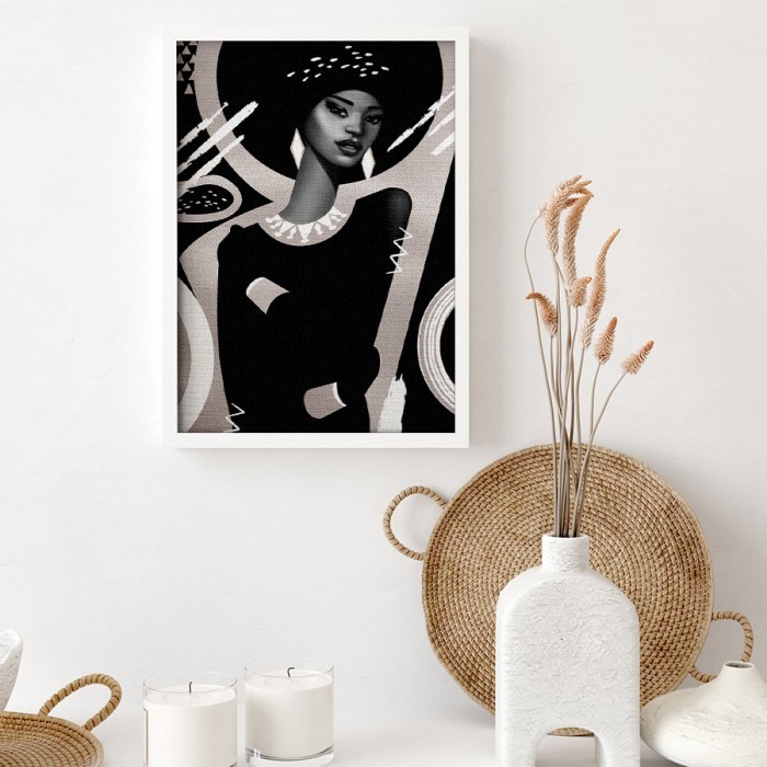 Πίνακας σε καμβά με κορνίζα – Modern Black Woman