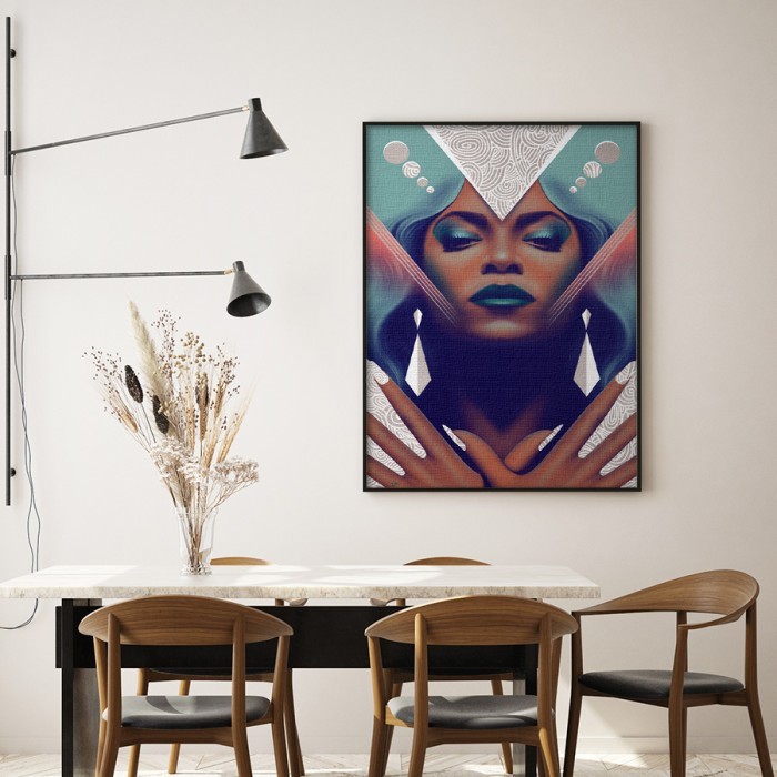 Πίνακας σε καμβά με κορνίζα – Dazzling Black Woman