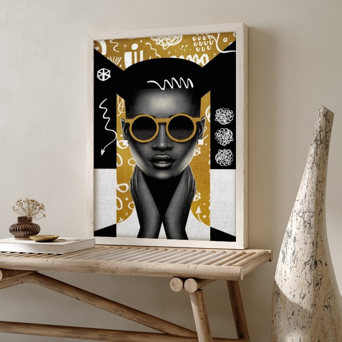 Πίνακας σε καμβά με κορνίζα – Black Woman Art Portrait