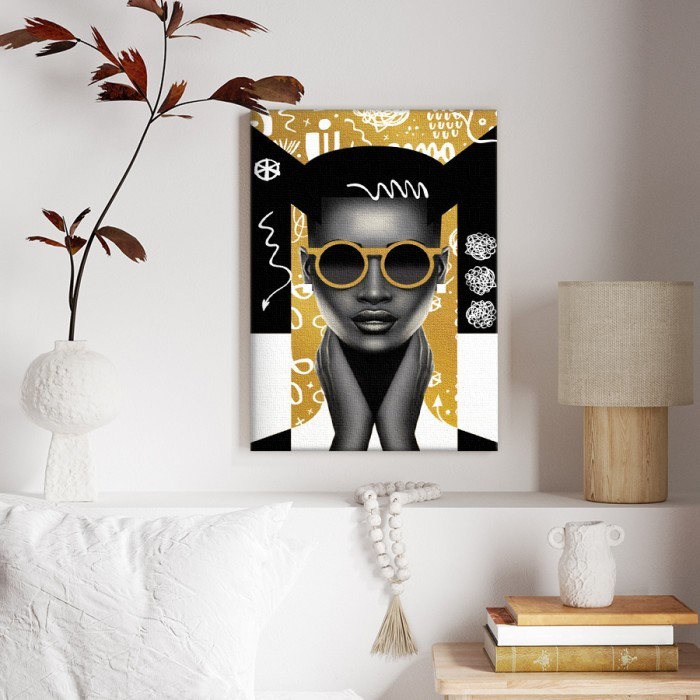 Πίνακας σε καμβά για το δωμάτιο – Black Woman Art Portrait