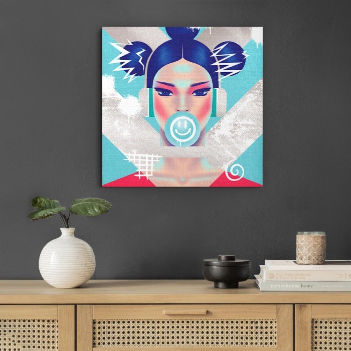 Πίνακας σε καμβά για το δωμάτιο – Japanese Girl with Headset