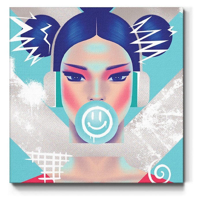 Πίνακας σε καμβά - Japanese Girl with Headset