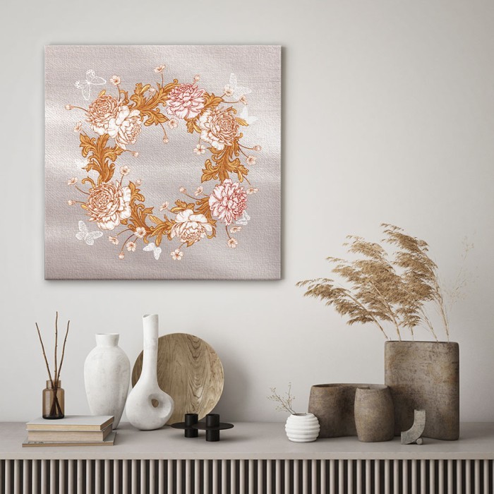 Πίνακας σε καμβά για το δωμάτιο – Χρυσό Στεφάνι Λουλουδιών