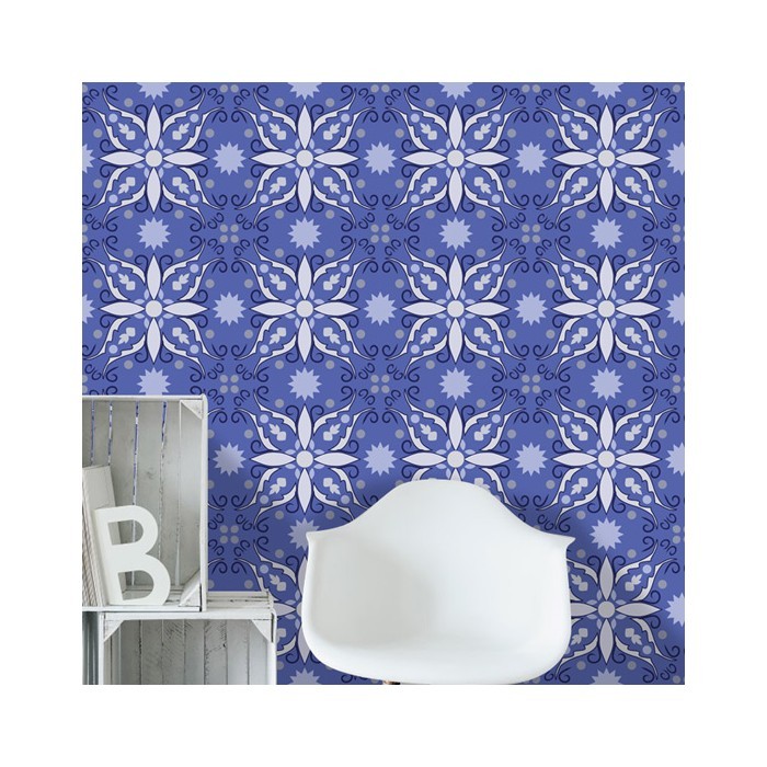 Ταπετσαρίες τοίχου vintage Μπλε μεσογειακό μοτίβο
