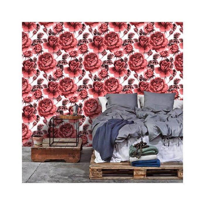 Ταπετσαρίες τοίχου για κρεβατοκάμαρα vintage Κόκκινα τριαντάφυλλα