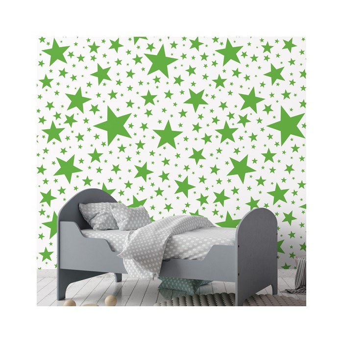 Ταπετσαρία τοίχου παιδική Πράσινα Αστεράκια