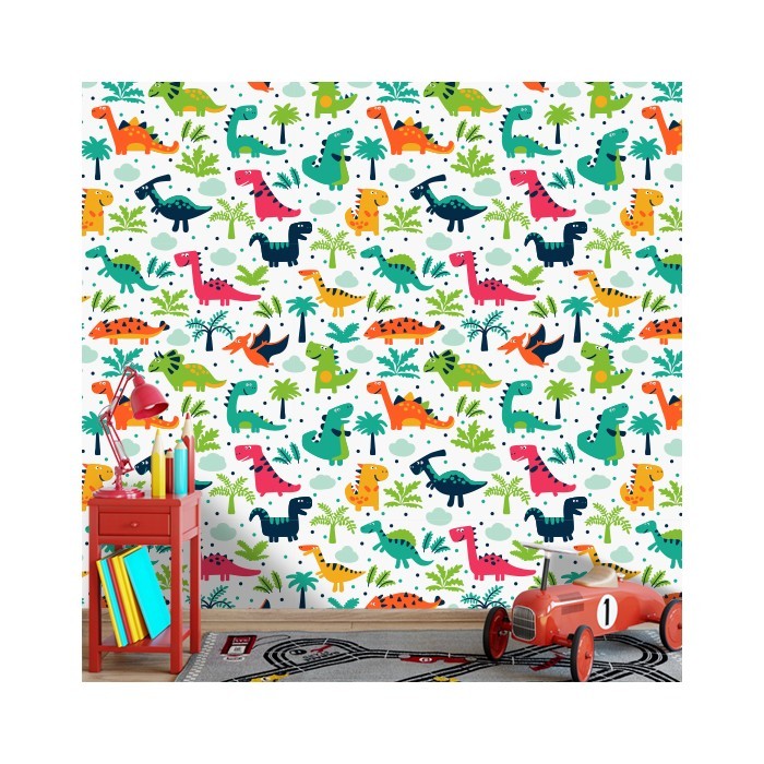 Ταπετσαρία τοίχου παιδική Δεινόσαυροι μοτίβο