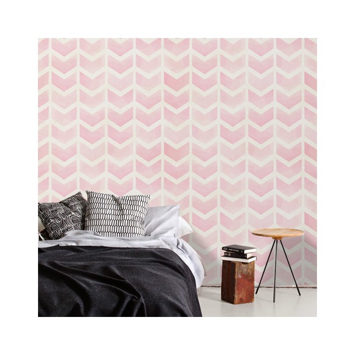 Ταπετσαρία τοίχου για κρεβατοκάμαρα Ροζ γεωμετρικά σχήματα