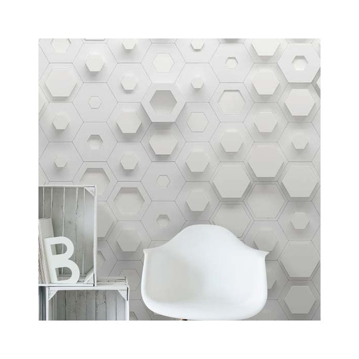 Ταπετσαρίες τοίχου 3D Λευκά Πολύγωνα