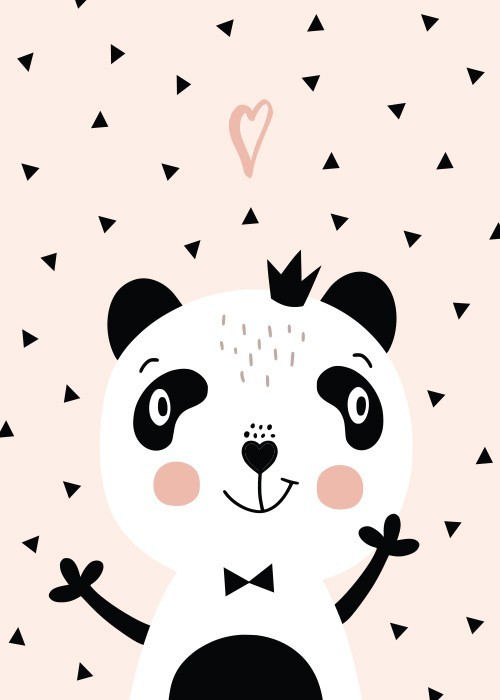 Αφίσα Poster Sweet panda - pink background