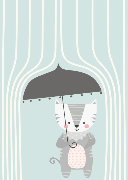 Αφίσα Poster Γατούλα με ομπρέλα