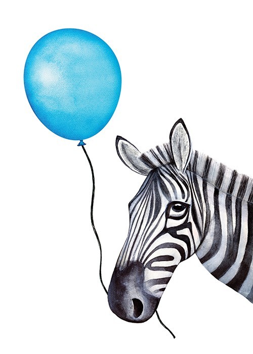 Αφίσα Poster Ζέβρα με μπλε μπαλόνι