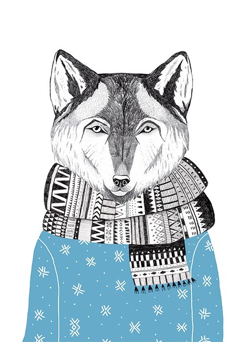 Αφίσα Poster Λύκος με κασκόλ