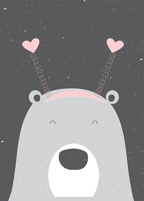 Αφίσα Poster Αρκούδα με στέκα-καρδιές