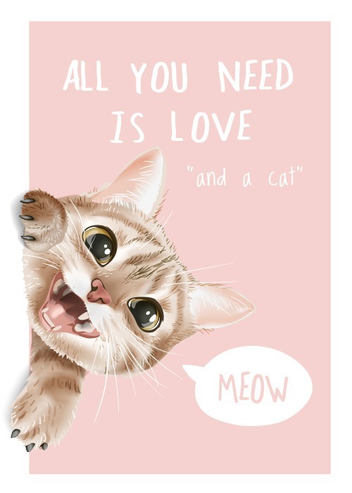 Αφίσα Poster Χαρούμενο γατάκι 