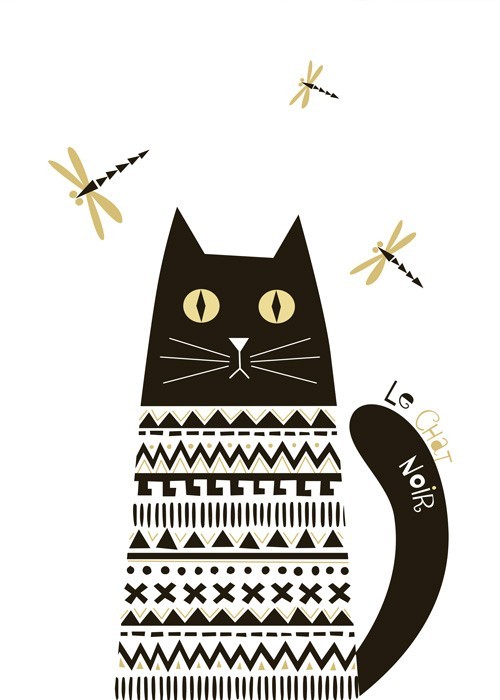 Αφίσα Poster Μαύρη γάτα με πουλόβερ
