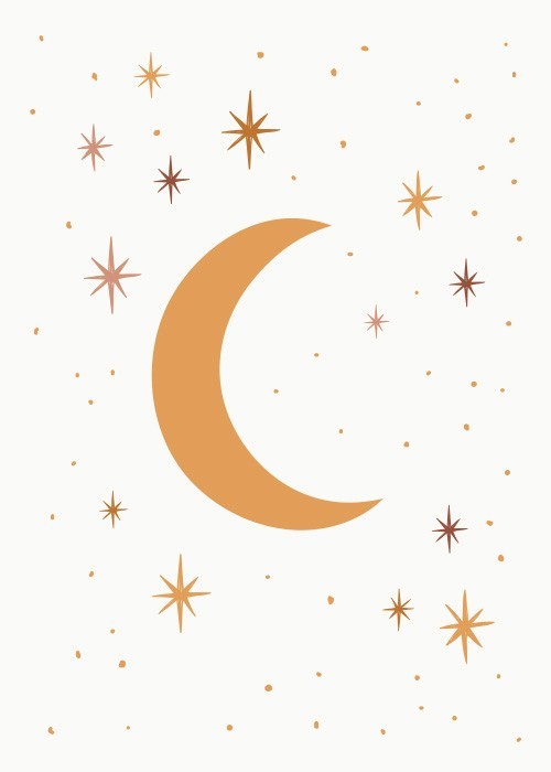 Αφίσα Poster Πορτοκαλί φεγγάρι με αστέρια