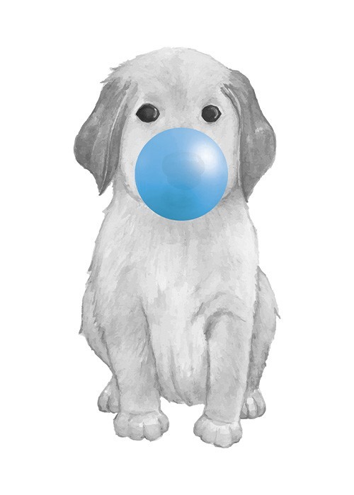 Αφίσα Poster Σκυλάκι με μπλε φούσκα