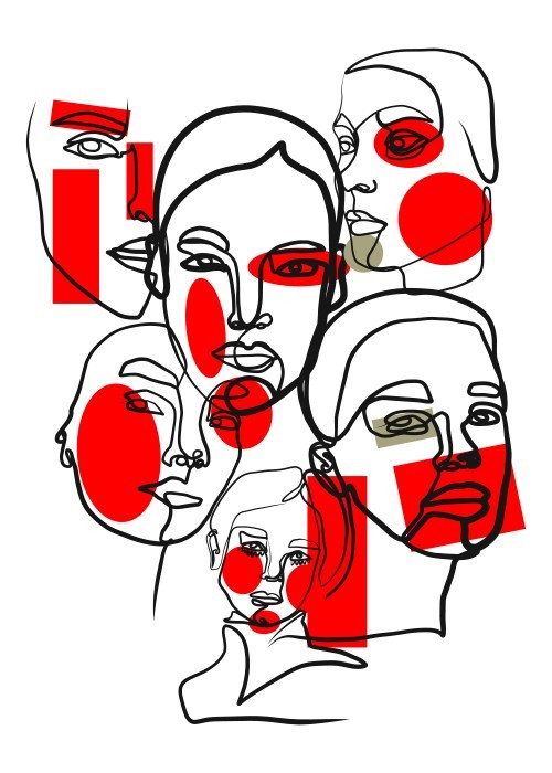 Red woman face