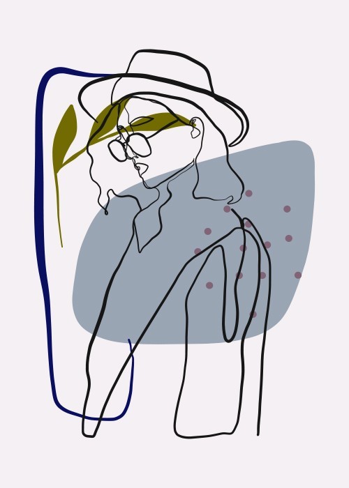 Γυναίκα με καπέλο και γυαλιά