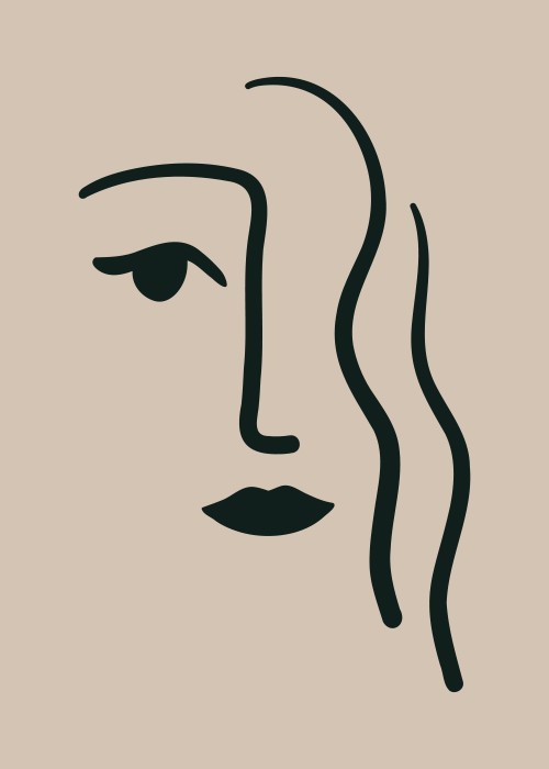 Art line face with hair