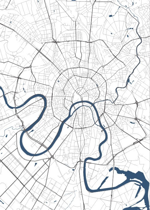 Αφίσα Poster Χάρτης της πόλης με το κεντρικό ποταμό