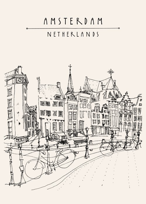 Αφίσα Poster Σκίτσο Άμστερνταμ