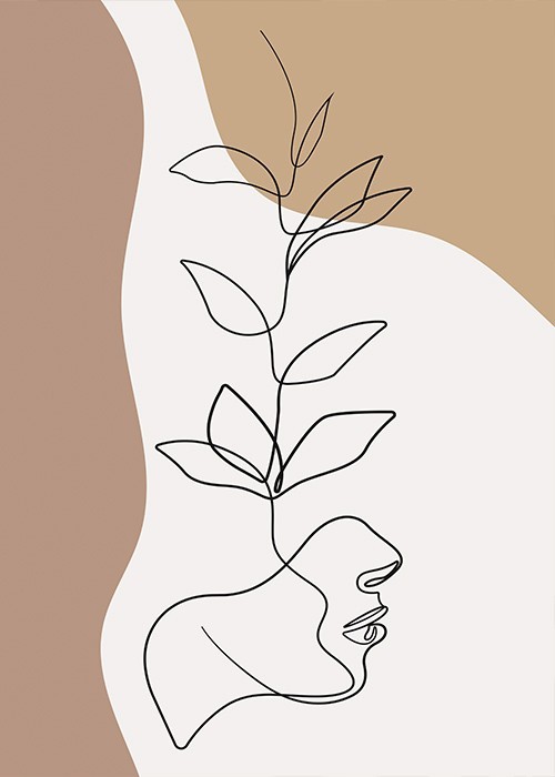  Αφίσα Poster Γραμμικό πρόσωπο με λουλούδι