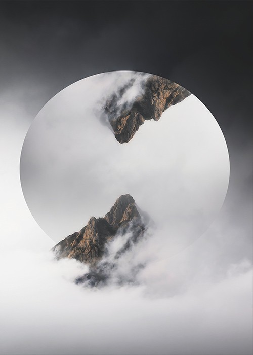 Αφίσα Poster Κορυφές βουνών σε κυκλικό σχήμα
