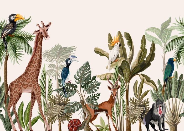Αφίσα Poster Ζώα σε τροπικό δάσος