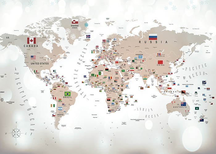 Αφίσα Poster Παγκόσμιος χάρτης με σημαίες