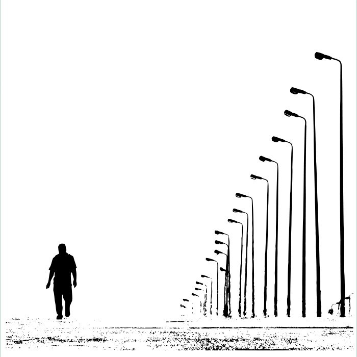  Αφίσα Poster Σκίτσο με έναν άντρα που περπατάει στον δρόμο 