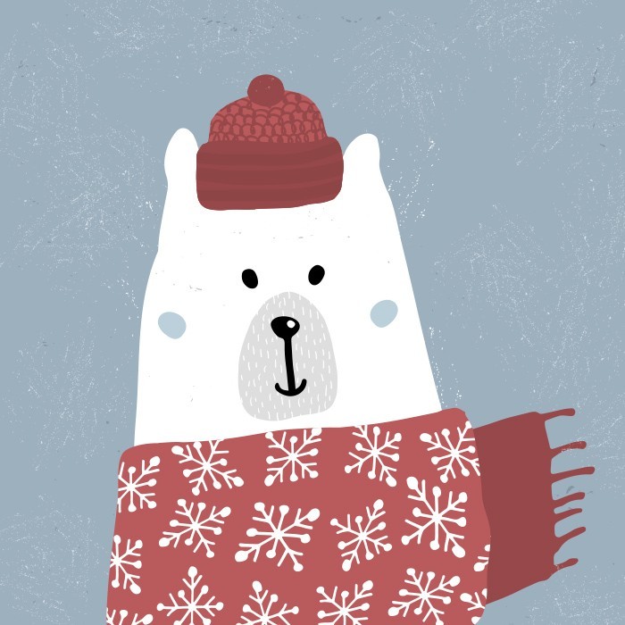 Αφίσα Poster Αρκούδα με κόκκινο κασκόλ