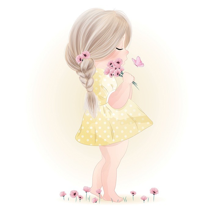 Αφίσα Poster Κοριτσάκι με ροζ λουλούδια