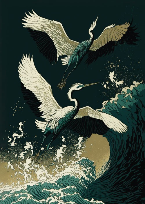 Αφίσα Poster Flying cranes